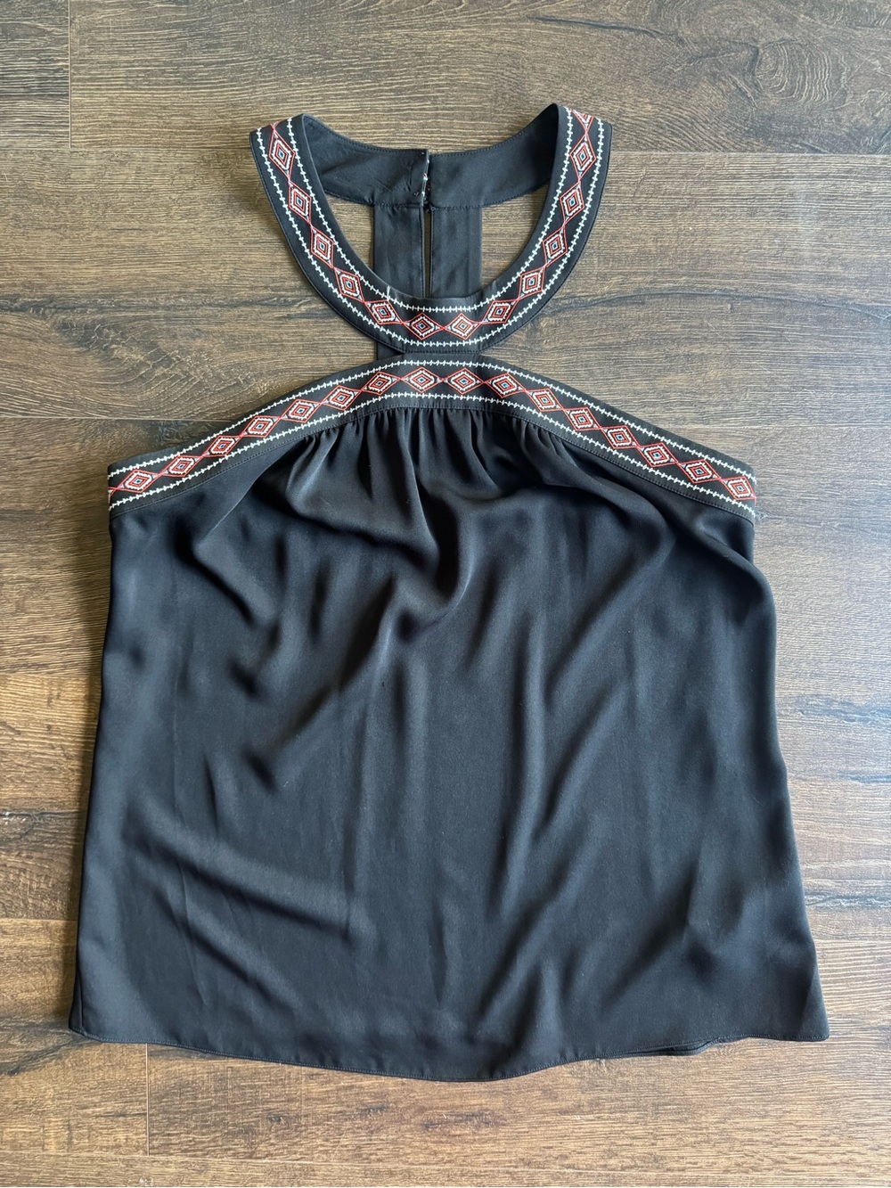 Market & Spruce Black Halter Neck Camisole with Red Trim